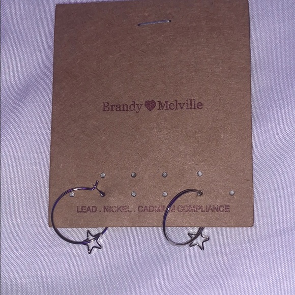 Brandy Melville Jewelry - NWT BRANDY MELVILLE STAR HOOP EARINGS